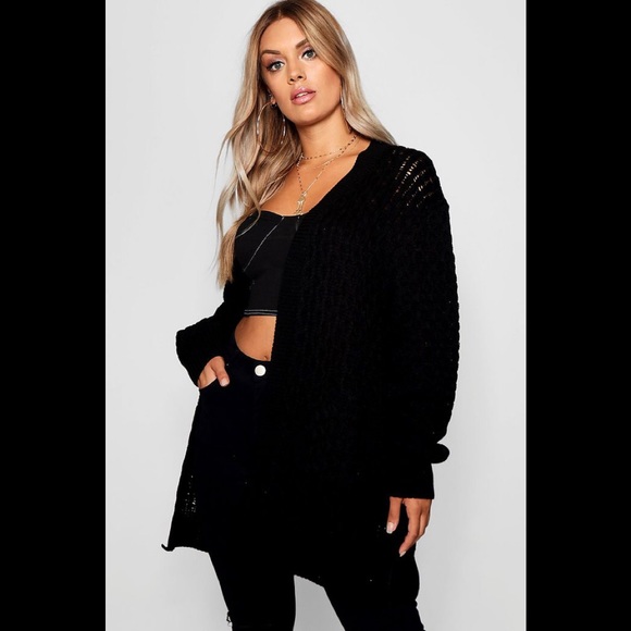 Boohoo Plus Sweaters - Boohoo plus size crochet knitted oversize cardigan